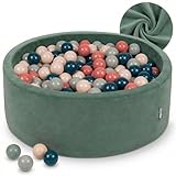 La fodera fatta di tessuto di alta qualità. Le palline e la piscina da gioco sono prodotte in Europa con materiali atossici. Il prodotto ha la certificazione Eurofins.