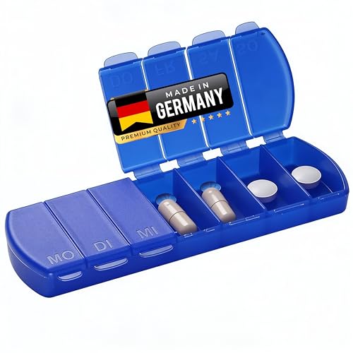 MAXBOX Tablettenbox für 7 Tage, Tablettendose, Pillenbox mit getrennten Fächern - blau MAXBOX Tablettenbox für 7 Tage, Tablettendose, Pillenbox mit getrennten Fächern - blau