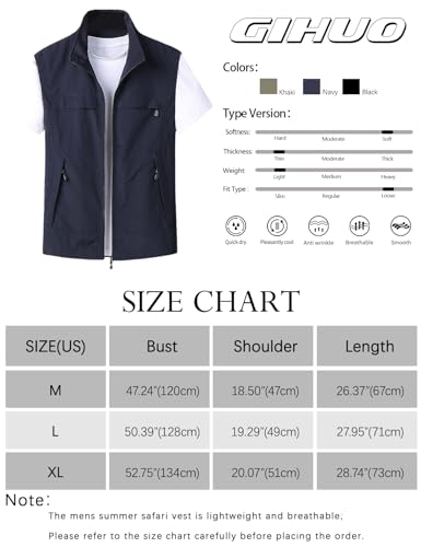Image of Gihuo Mens Vest Casual Lightweight Vests Summer Sleeveless Jackets for Travel Hiking Fishing