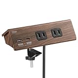 サンワダイレクト 卓上電源タップ クランプ 固定式 AC4個口 USB-C×1/USB-A×1 3m 一括集中スイッチ 卓上 固定 電源タップ 木目 ブラウン 700-TAP047UC-3BR