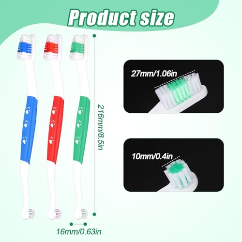Image of XIHIRCD 3pcs Dual Headed Pet Toothbrush for Dogs & Cats, Soft Bristles Kitten Tooth Brushing Easy Teeth Cleaning Anti-Slip Pet Dental Care Brush Supplies for Puppy Kitty Reduce Oral Problem