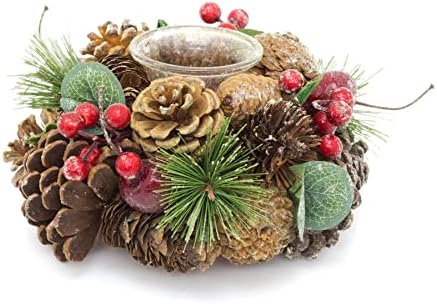 19cm Traditional Christmas Tealight Candle Holder | Christmas Wreath Tea Light Holder | Christmas Candle Centerpiece