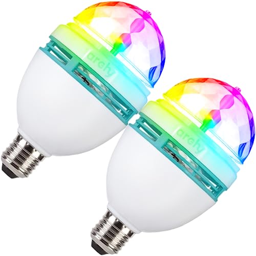 Archy 2 piezas Bola de luces de colores disco fiesta Bombillo Foco Multicolor Giratorio RGB socket ahorro de energía e Instalación Sencilla (CLED913X2)