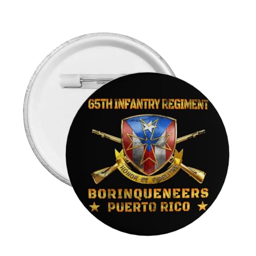 Qauirfe 65th Infantry Regiment Borinqueneers Puerto Rico Flag Honor Et Fidelitas Express Your Unique Style with Our Fashionable Round Badges Small
