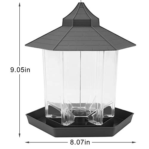 HIPPIH Wild Bird Feeder Hanging for Garden Yard Outside Decoration, Hexagon Shaped with Roof Hanging Wild Birds Feeder Perfect for Mix Seed Blends 2.6lb Capacity Gazebo Bird Feeder - Thumbnail 6