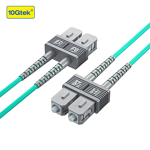 Image of 10Gtek Fiber Patch Cable - SC to SC OM3 10Gb /Gigabit Multi-Mode Jumper Duplex 50 /125μm LSZH Fiber Optic Cord, Aqua, 3-Meter(9.8ft)