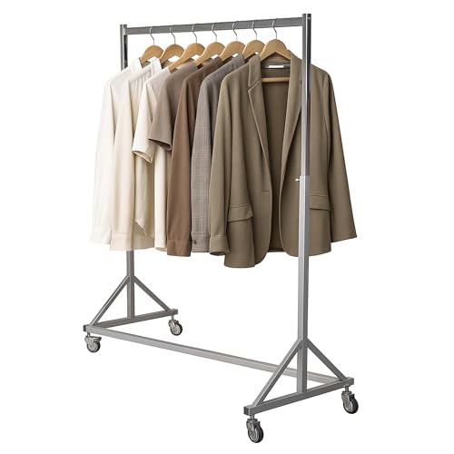 GERSO Profi Schwerlast Kleiderständer höhenverstellbar 125–205 cm | 150 kg Tragkraft | Industrie-Qualität Metall verchromt | Rollbar mit 80 mm Lenkrollen & Bremse | Stabiler Garderobenständer Premium