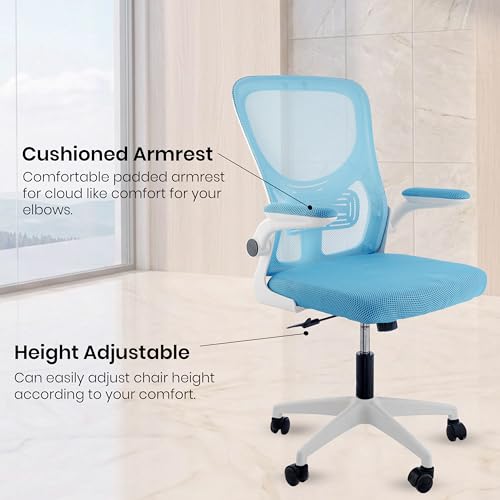 Image of Casa Copenhagen Blue White | Mid Back Imported Mesh Fabric Boss Office Chair | Y Design Ergonomic Back Support | 2D Aero Design Adjustable Armrests | Synchro Tilt Lock Mechanism Support