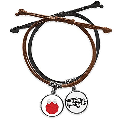 Bracelet décoration de Noël en cuir et corde avec minibus origami