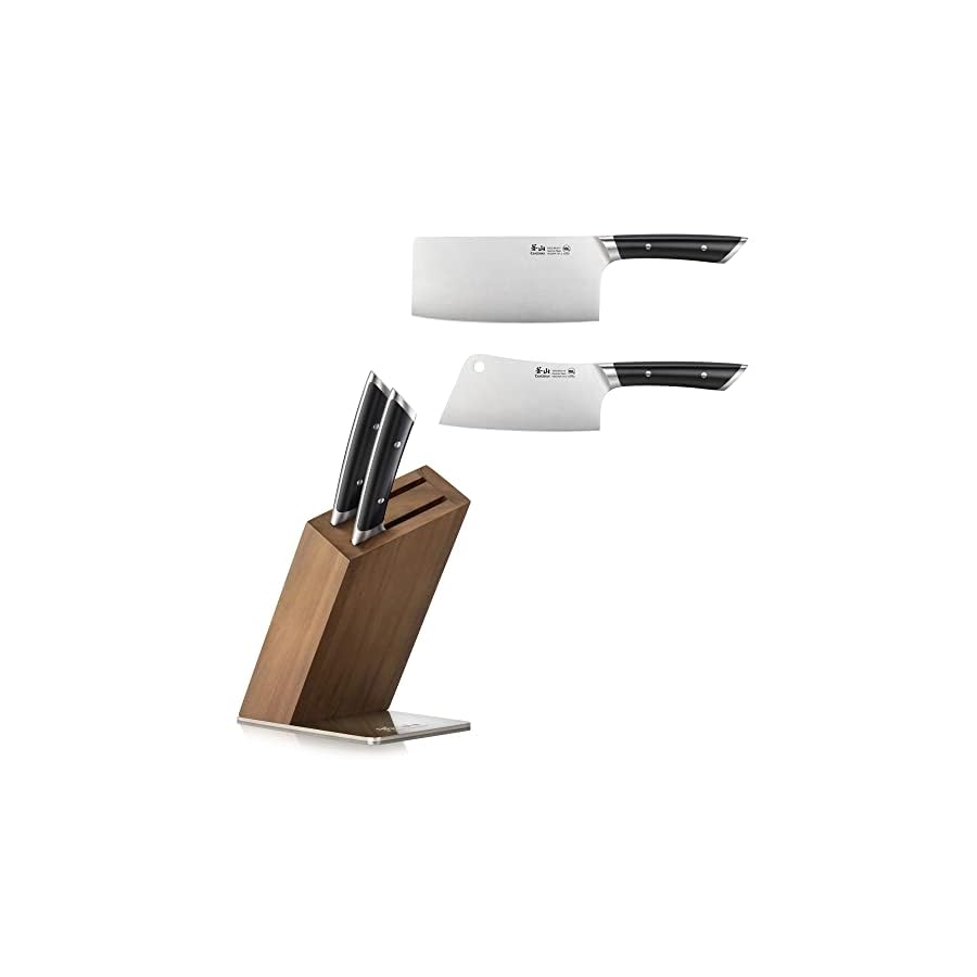 Cangshan HELENA Series German Steel Forged Cleaver Knife Block Set (3-Piece, Black)