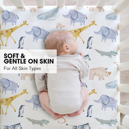 Image of Little Grape Land Crib Sheets for Boys and Girls, 2pk Baby Crib Fitted Sheet for Standard Size Crib and Toddler Mattress, Super Soft Baby Sheet