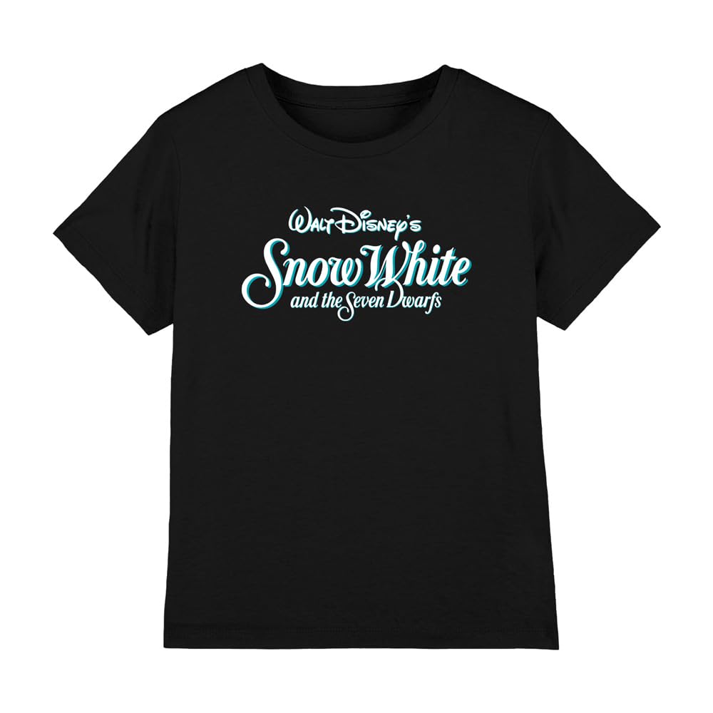Snow White and The Seven Dwarfs Logo Kids T Shirt, Black, 5-6
