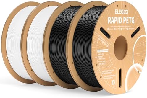 ELEGOO Rapid PETG Filament 1.75mm Schwarz & Weiß 4KG | High-Speed bis 600mm/s 3D Drucker Filament, Maßgenauigkeit +/- 0,02mm, 1kg Spule (2.2lbs), Kompatibel mit FDM 3D Drucker