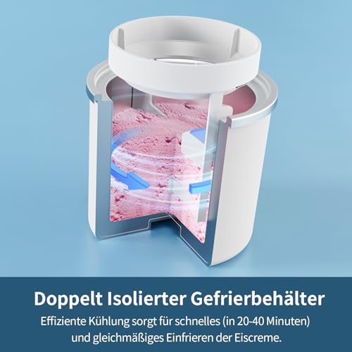 AIRMSEN Eismaschine mit LCD-Display Eismaschine Selbstkühlend für 2 L, 9 Programme, BPA-frei, für selbstgemachtes Eis, Joghurt, Sorbet & Frozen Drinks in nur 20-40 Minuten – Bild 6