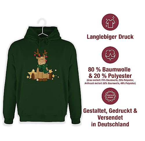 Hoodie Herren Pullover Männer - Weihnachten Geschenke Christmas Bekleidung - süßer Elch - XL - Dunkelgrün - weihnachtspulli Weihnachtspullover weihnachtsmotiv süßes Pulli weinachtshoodies