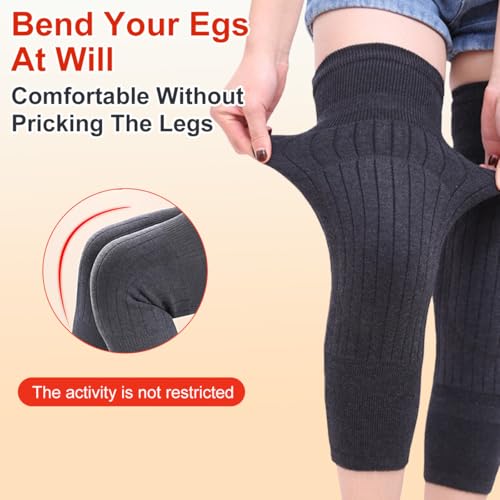 Image of 1 Pair Elastic Knit Leg Warmers Knee Braces Sleeves Wraps Support Protector Comfortable Knee Brace Compression Protective Knee Pad for Men Women Outdoor Sports Daily Wear(Dark Grey)
