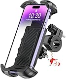 【Protección De Silicona-Resistente A Los Arañazos】Con cuatro cojines de silicona antideslizantes en la parte posterior que envuelven completamente su teléfono, este soporte móvil bicicleta evita que su teléfono se raye y vibre.