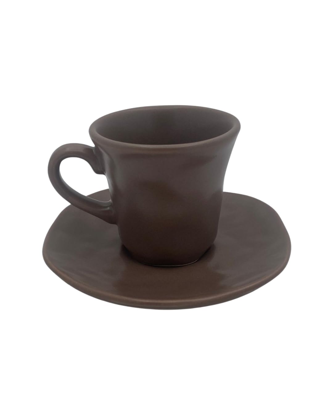 Organic Tortora – Set 6 Tazzine da Caffè con 6 Piattini, Per6 Persone, in Stoneware, finitura opaca effetto artigianale – moderne, resistenti, lavastoviglie e microonde.