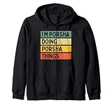 Citazione personalizzata nome con effetto testo usurato come idea regalo personale o abito di coppia abbinato per Porsha. Sono disponibili anche molti altri nomi personalizzati.