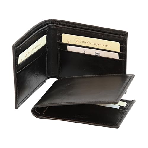 Portefeuille bifold en cuir Old Angler : l'élégance italienne classique pour homme