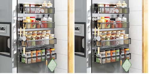 Image of Aufworld Magnetic Spice Rack for Refrigerator, 8 Pack Magnetic Shelf, Fridge Magnet Organizer with Moveable 8 Hooks, Magnetic Fridge Shelf for Kitchen Organization and Storage (8 Pack)