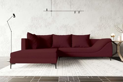 99rooms Loni Ecksofa Polsterecke Eckcouch Webstoff Malmo_NEW Bordeaux Ottomane Links