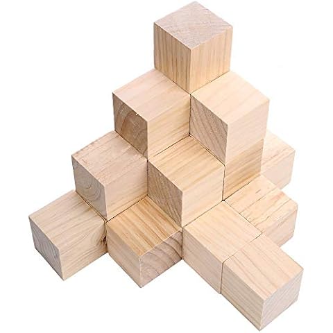 Supla 20pcs 2 inch Wooden Cubes Unfinished Wood Blocks for Wood Crafts, Wooden Cubes, Wood Blocks, Great for Baby Showers (20pcs) Cover
