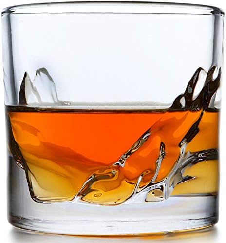 LIITON Grand Canyon Whiskey Glasses Set of 4, Heavy Rocks Glasses Gift Set With Raised Canyon For A Quick Chill Without Ice