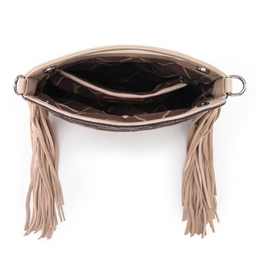 Image of Wrangler Western Handbag for Women Crossbody Bag Top Handle Shoulder Bag Embossed Cowgirl Fringe Purse