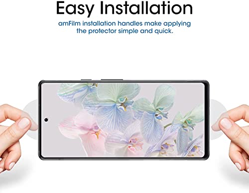 Image of Tempered Glass Screen Protector For Google Pixel 6A (Black, Pack of 1) Advanced Premium Tempered Glass Screen Protector Guard | Full Glue Edge to Edge Coverage With Easy Installation Kit