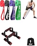 focus.ed Push Up Bar & Resistance Bands Set – Calisthenics & Fitness Equipment for Home Workouts – Workout Equipment Kit with 4 Strength Bands for Exercise, Training & Gym