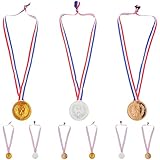 ifundom 9 Medallas de Competición, Medallas Deportivas Metálicas en Colores Dorado, Plateado y Cobre, Set de 9 Piezas para Fiestas y Premios Escolares