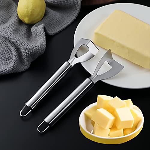 Dadamong 2Pcs Right Angle Butter Cutter, Stainless Steel Butter Knife Spreader, Square Cheese Cutter, Non-Stick Butter Cheese Slicer, Silver #TOP3