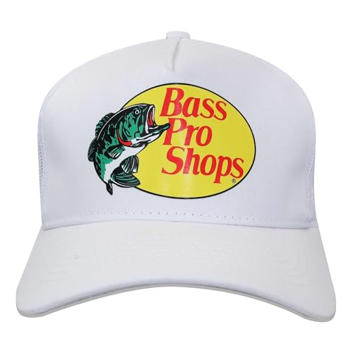Bass Pro Shops Trucker Hat, Olive, 100% Polyester, Mesh Back Cap with Logo Patch (White)