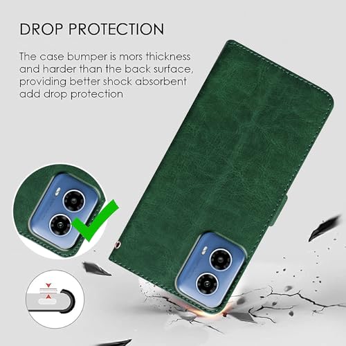 Image of Flip Cover Compatible with Motorola Moto G34 5G / G45 5G | Premium Leather Finish | Inbuilt Pockets & Stand | Flip Cover Back Case for Motorola Moto G34 5G / G45 5G (Green)