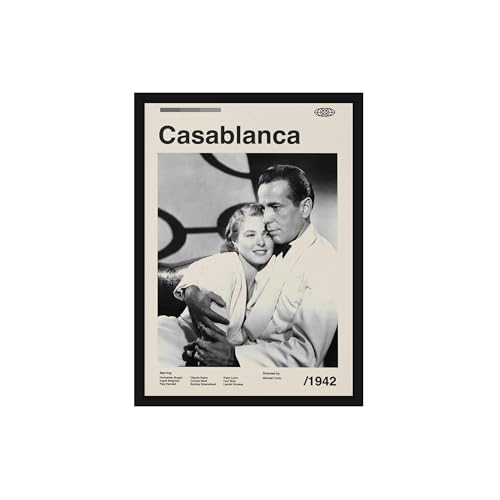 Image of BLINKART Casablance (1944) Movie Poster Frame 8x12 Inch | Premium 300 GSM Paper Wall Print | Mid Century Vintage Film Artwork for Home, Bedroom, Living Room, Office | Framed Photo Decor