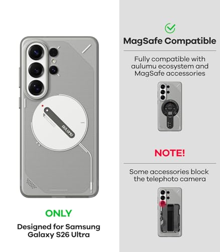 Image of Aulumu S26 Ultra Galaxy Magnetic Case | Thermal IMD Technology | Compatible with MagSafe | Passive Cooling for Samsung Galaxy S26 Ultra Case - Translucent Gray