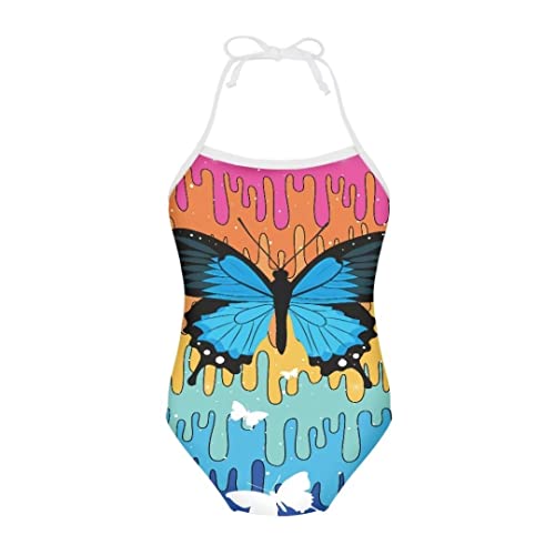 Image of Pinupub Girls Cute Swimsuit One Piece Bathing Suit Sleeveless Halter Neck Swimwear Beachwear