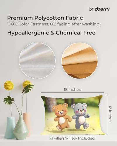 Image of Brizberry Kids Pillow Cushion with Super Soft Fabric | Animal & Cartoon Prints | 12x18 inches (Design 24)