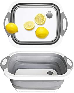 Multifunctional Collapsible Dish Tub, Cutting Board, Drying Rack, Washing Bowl, Strainer with Integrated