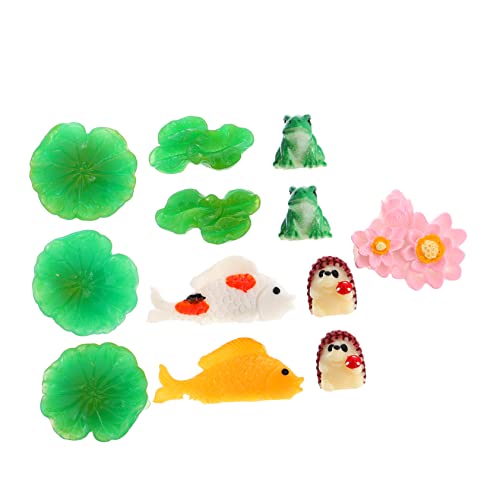 TOYANDONA 2 Juegos Adorno de Resina de Rana Lirios Acuario Falso decoración botánica Accesorios para peceras Loto decoración del Acuario decoración de Acuario de Resina Adorno de Acuario