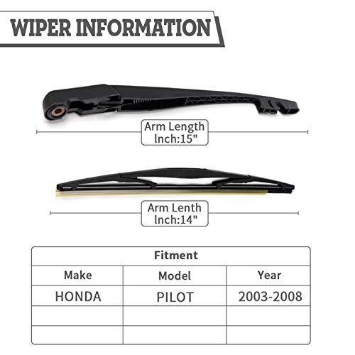 Rear Wiper Arm Blade Nut Set Replacement For Honda Pilot 2003-2008,If Applicable, Back Wiper Accessories Assembly For Windshield Window,Oe: 76740-S9V-A01 #TOP1