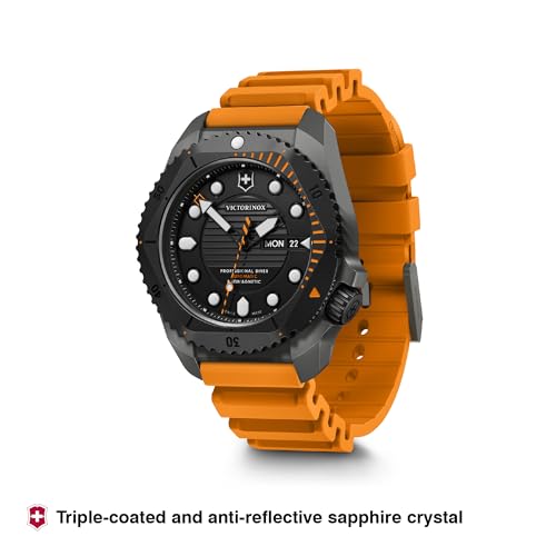 Victorinox Titanium Dive Pro, Automatic Swiss Made Men's Analog Watch, Black Dial,43 Mm, 300M Water Resistant, Orange Rubber Strap, Sellita Sw 200-1 Movement, Wrist Watch For... - Image 4