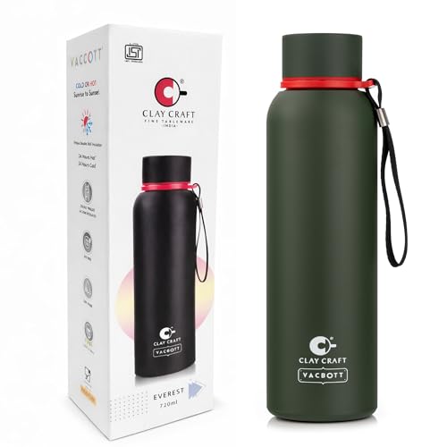 Image of CLAY CRAFT VACBOTT Everest Hike Double Wall|18 Hours Hot and 24 Hours|Cold Water Bottle Vacuum Insulated Flask Bottle 700ml|Leak Proof|BPA-Free| BIS Certified| Made in India|1 Year Limited Warranty