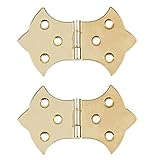 BRASS BUTTERFLY HINGE - 2 PC/PACK ANTIQUE TRUNK, JEWELRY BOX VINTAGE FURNITURE REPRODUCTION RESTORATION HARDWARE + FREE BONUS (SKELETON KEY BADGE) L-H00906-BP-A