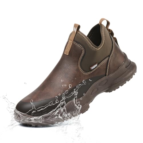 PJZHJ Non Slip Work Shoes Water & Oil Resistant Food Service Shoes Comfortable Slip-On Chef Footwear for Restaurant Hospital 926 Brown 41