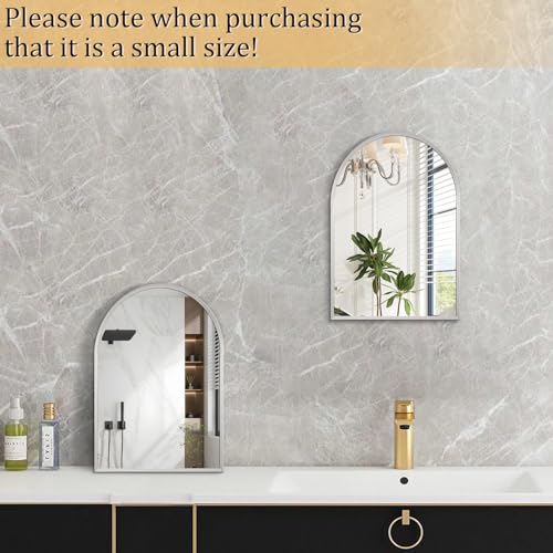 Image of Arched Mirrors for Wall, 16 inchx12 inch Arch Bathroom Mirror, for Entryway Living Room Vanity Bedroom Mantel Hallways Home Decor Aluminum Alloy Frame