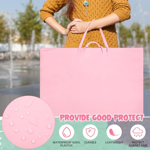Image of Abbylike 1 Pcs 48 x 36 Inch Art Portfolio Bag Large Size Art Supply Bag with Nylon Shoulder Waterproof Poster Board Painting Drawing Sketch Storage Carry Case for Artwork Gift Supplies (Pink)