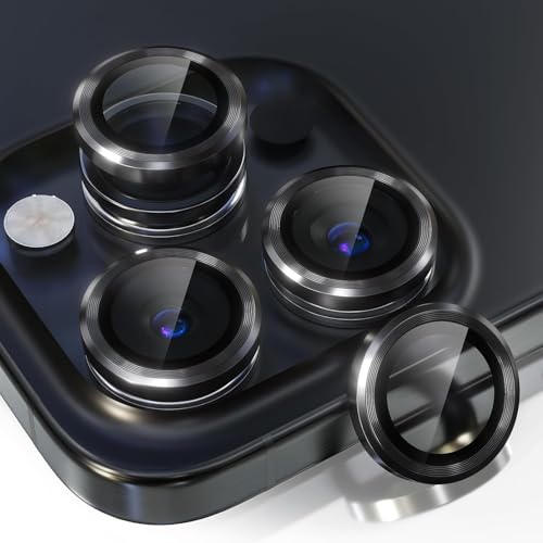 Image of PACK OF 2 Camera Lens Protector For IPHONE 16 PRO / 15 PRO / 16 PRO MAX / 15 PRO MAX ( BLACK ) UHD 9H Glass, Anti Drop, Scratch Resistant, Case Friendly, Removable, Waterproof, Heavy Duty Camera Protector.
