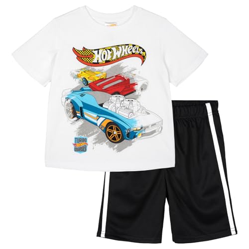 Image of Hot Wheels Boys' Athletic 2-Piece T-Shirt and Shorts Set Toddler to Big Kid
